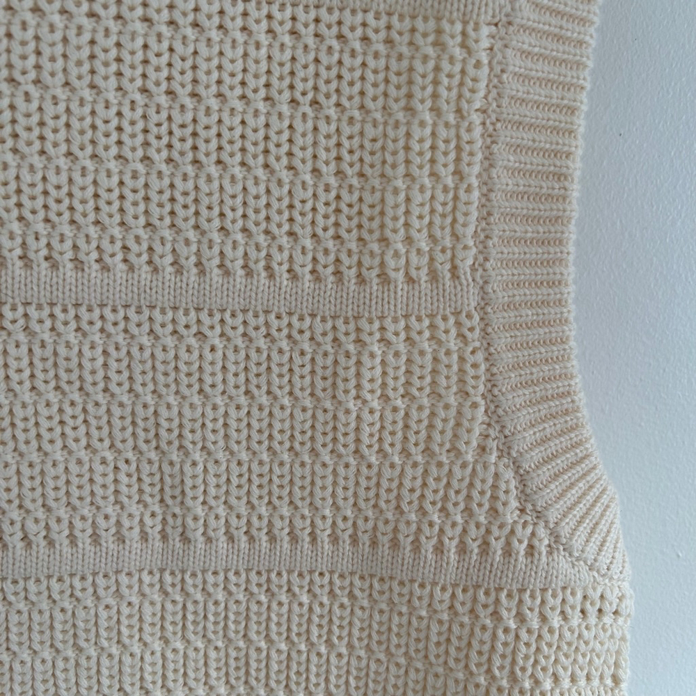 PAPER LABEL Cheyenne Knit Vest Sleeveless Pullover Quarter Zip Cream Size Medium - Picture 7 of 14